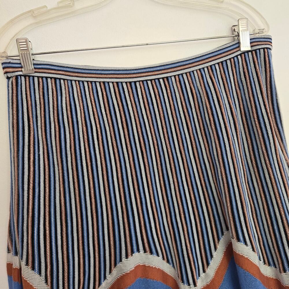 M Missoni Womens Knit Skirt Striped Wave Retro A Line Lightweight Euro Blue 10 - Picture 4 of 10